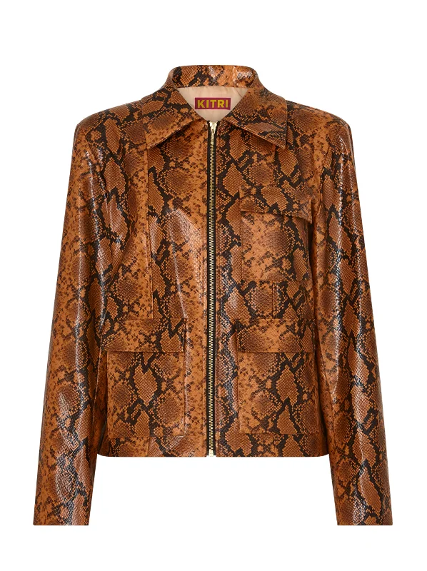 Wilma Caramel Snakeskin Vinyl Jacket