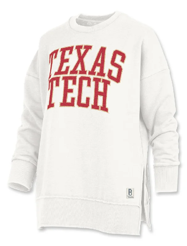 Texas Tech Press Box ""Simply Chenille"" Red on White Hi-Lo Fleece Sweatshirt