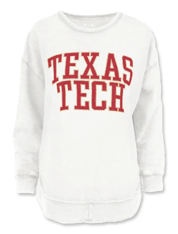 Texas Tech Press Box ""Simply Chenille"" Red on White Hi-Lo Fleece Sweatshirt