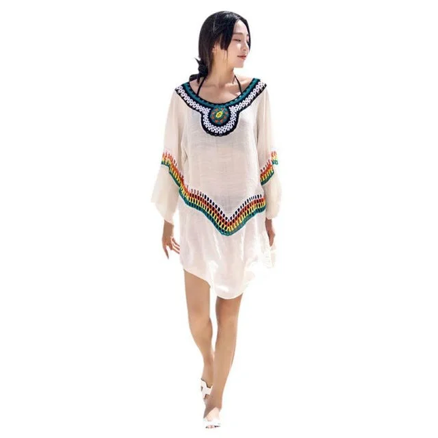 Women Casual Loose Tops Clothes Bohemian Style Tassel Batwing Sleeve Beach O-neck Blouse Long Shirts Female Y8