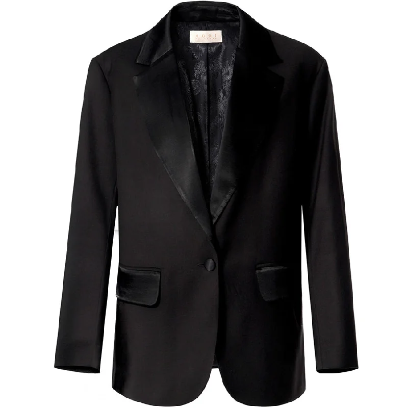 BLACK BLAZER ""ALEX"" WITH SATIN DETAILS