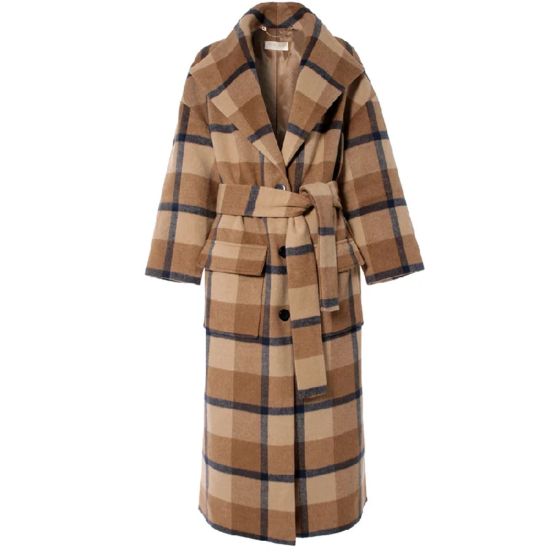 CHECKERED COAT ""ALISON"" IN BROWN