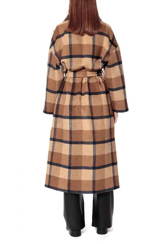 CHECKERED COAT ""ALISON"" IN BROWN