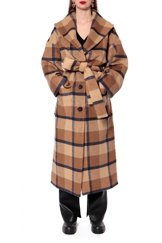 CHECKERED COAT ""ALISON"" IN BROWN