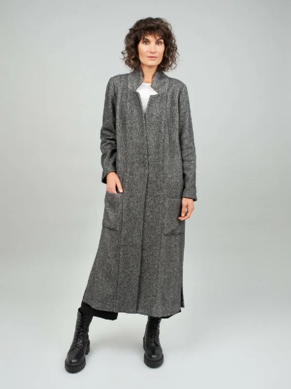 LONG CASHMERE COAT ""EDITH"" IN GREY