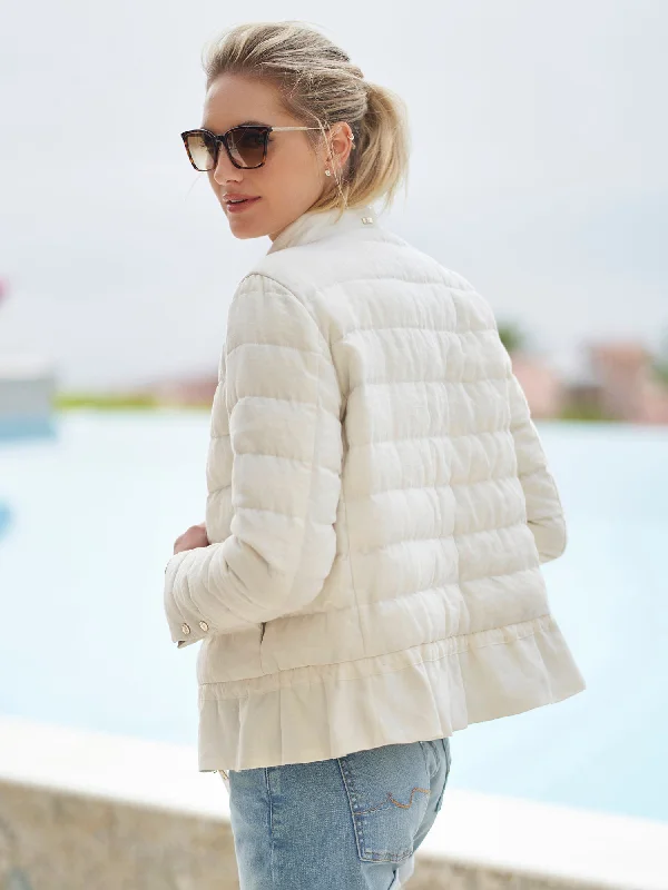 Kara Linen Ruffle Down Jacket