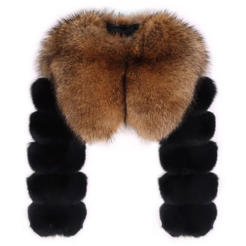 Autumn Winter Real Fox Fur Jacket Long Sleeve Women