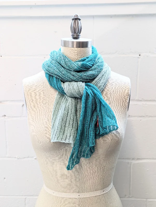 Linen Scarf & Wrap ""Emerald/Aqua""