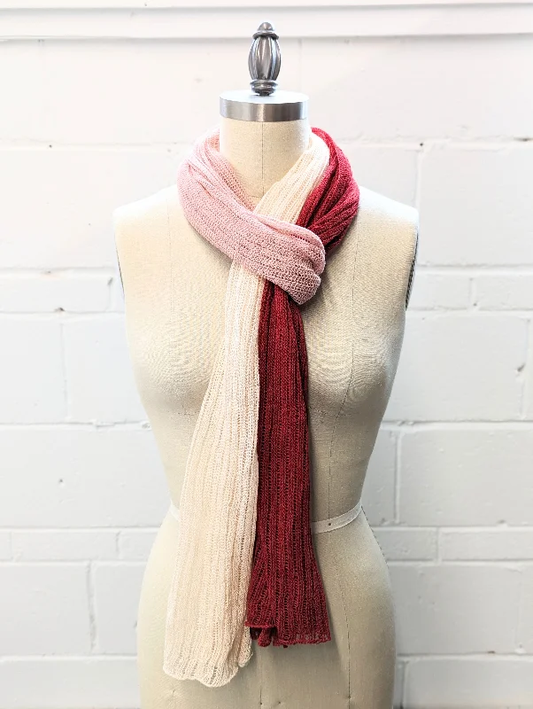 Linen Scarf & Wrap ""Red/Pink/Cream"" SL