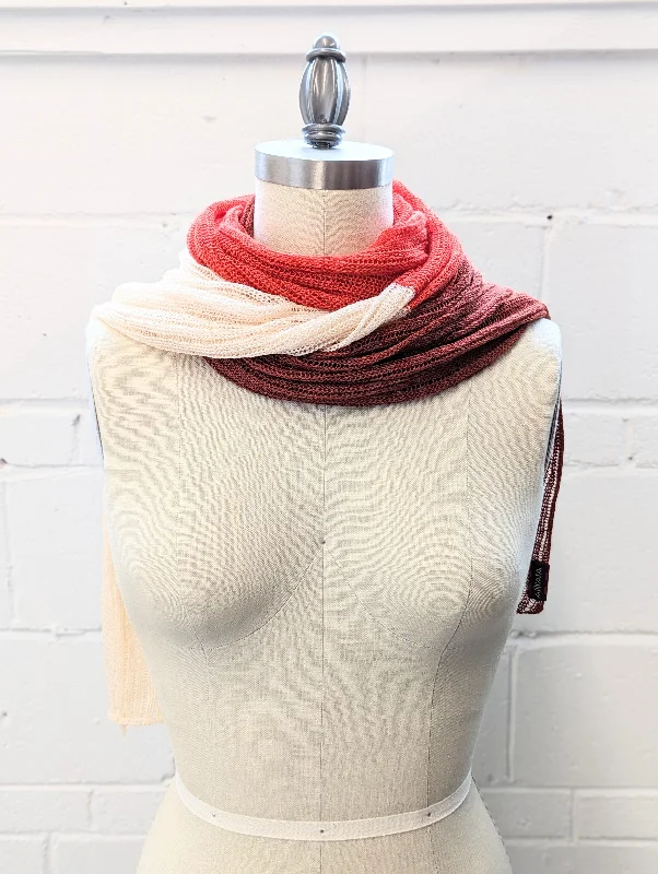 Linen Scarf & Wrap ""Reds/Cream"" SL