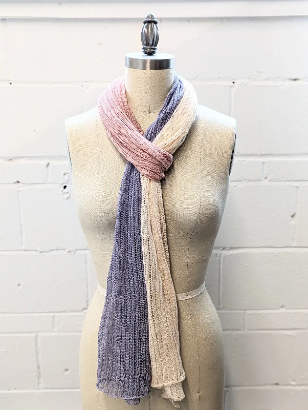 Linen Scarf & Wrap ""Lila/Pink/Cream"" SL