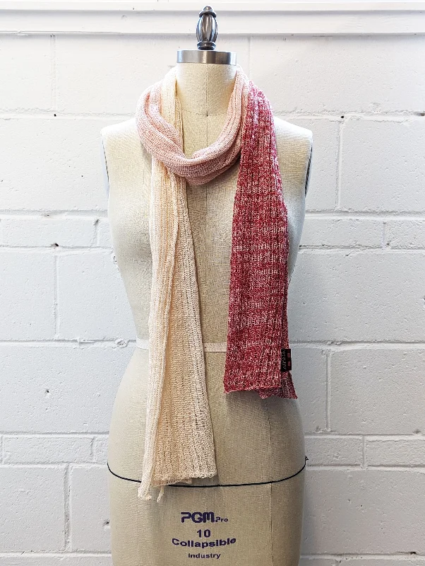 Linen Scarf & Wrap ""Red/Pink/Cream"" HT