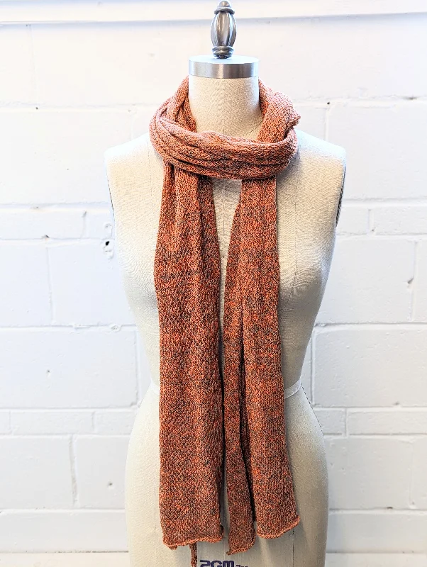 Linen Scarf & Wrap ""Orange & Taupe""