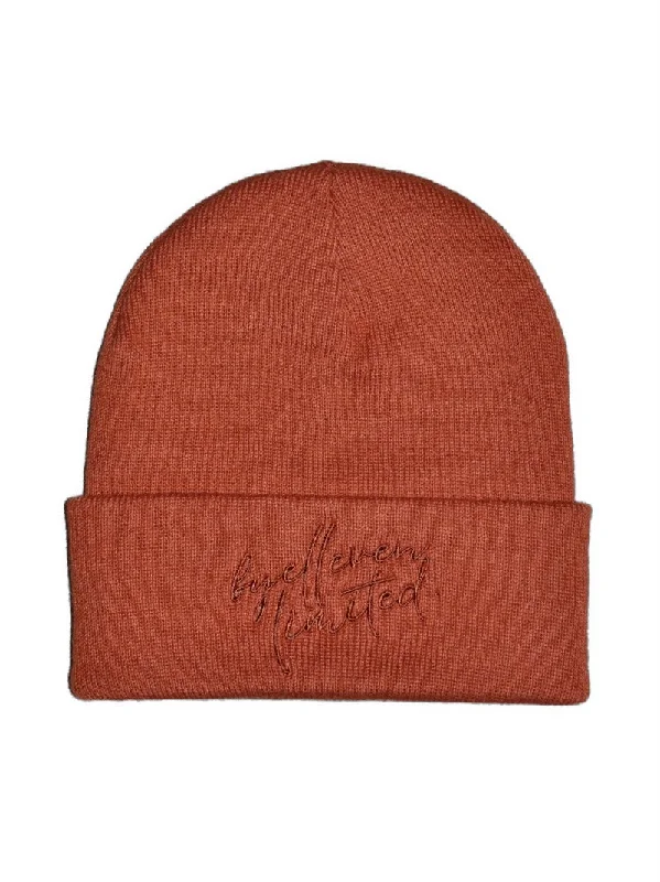 Embroidered Logo Beanie - Dark Amber