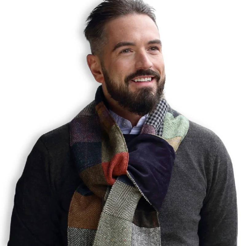 Patchwork Tweed Scarf with Corduroy