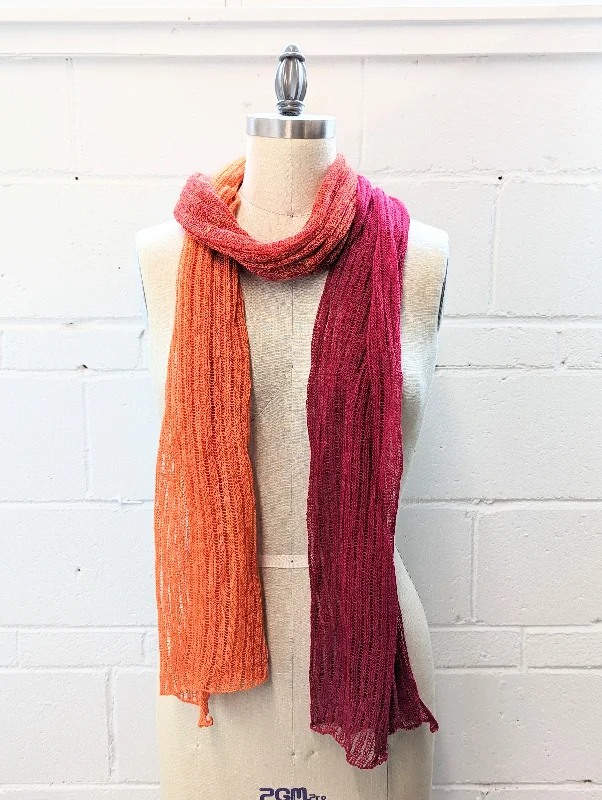 Linen Scarf & Wrap ""Fuchsia/Orange""