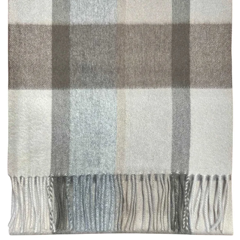 Pure Cashmere Scarf - Natural Block Check