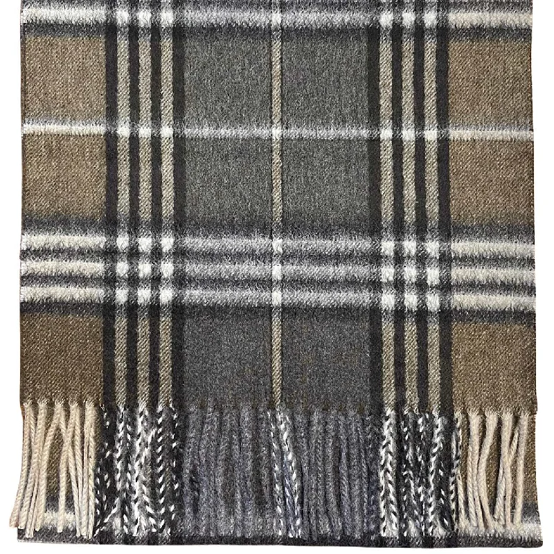 Pure Cashmere Scarf - Taupe Glen Check