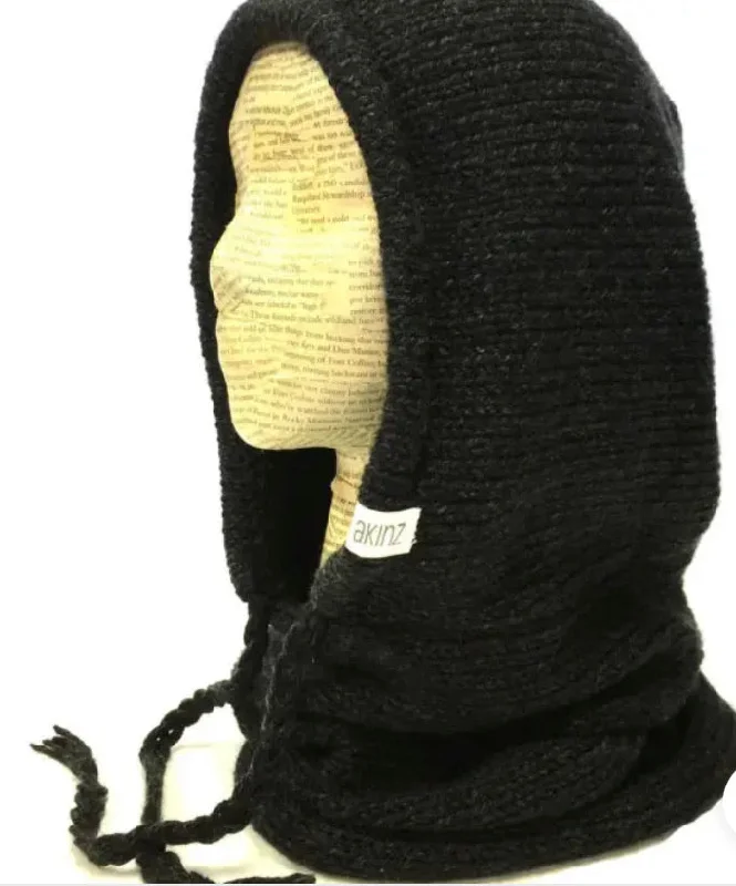 BLACK / HOODED COWL SCARF