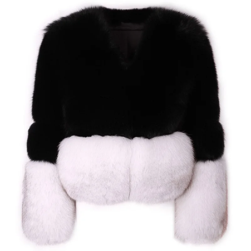 Warm Collar Natural Fox Fur Jacket Women Fur Coat