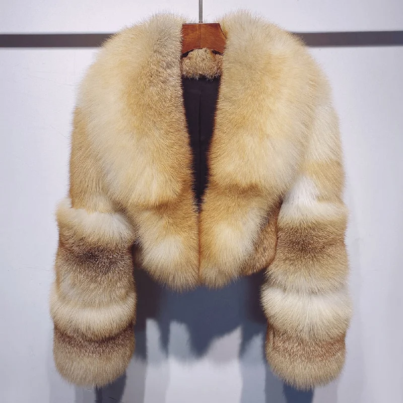 Winter Thick Warm Long Real Fox Fur Coat Jacket