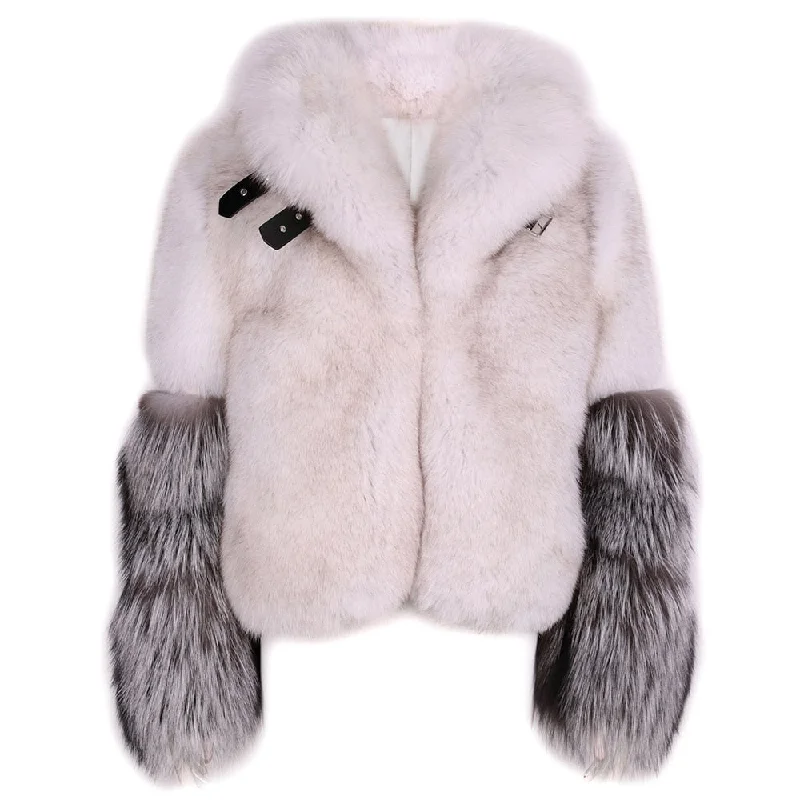 Winter Warm Collar Natural Fox Fur Jacket Women