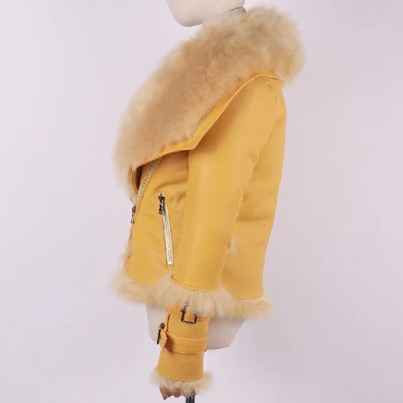 Winter Warm Lamb Fur Shearling Jacket Coat Women