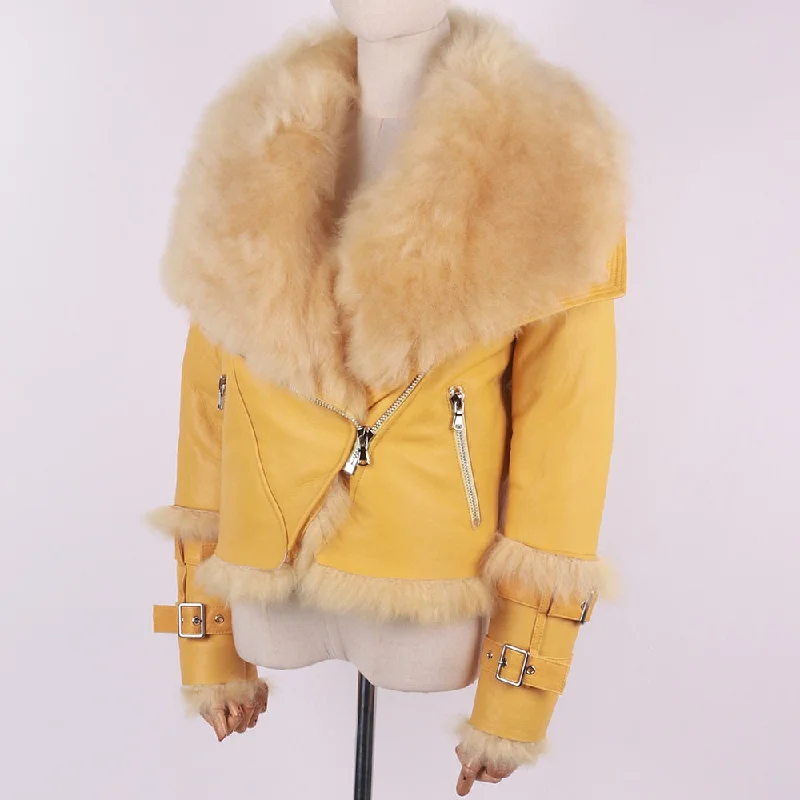 Winter Warm Lamb Fur Shearling Jacket Coat Women