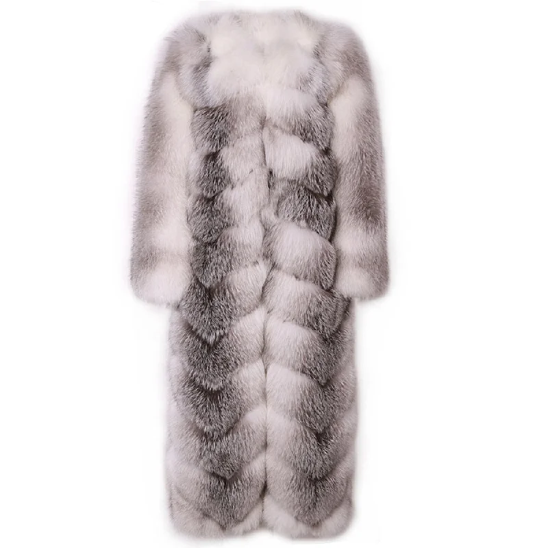 Winter Warm Long Fox Fur Coat Real Fur Jacket Ladies